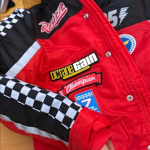 Disney Pixar Lightning McQueen hooded puffer jacket Size 5/6 - Picture 9 of 10